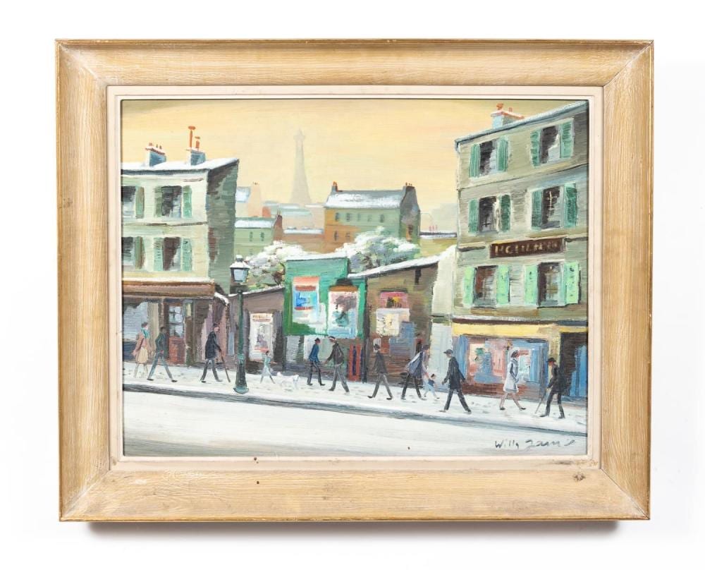 willy james signed oil snowy paris street scene · Ahlers & Ogletree Inc. · 2021-10-24 Willy James comparable auction result: willy james signed oil snowy paris street scene