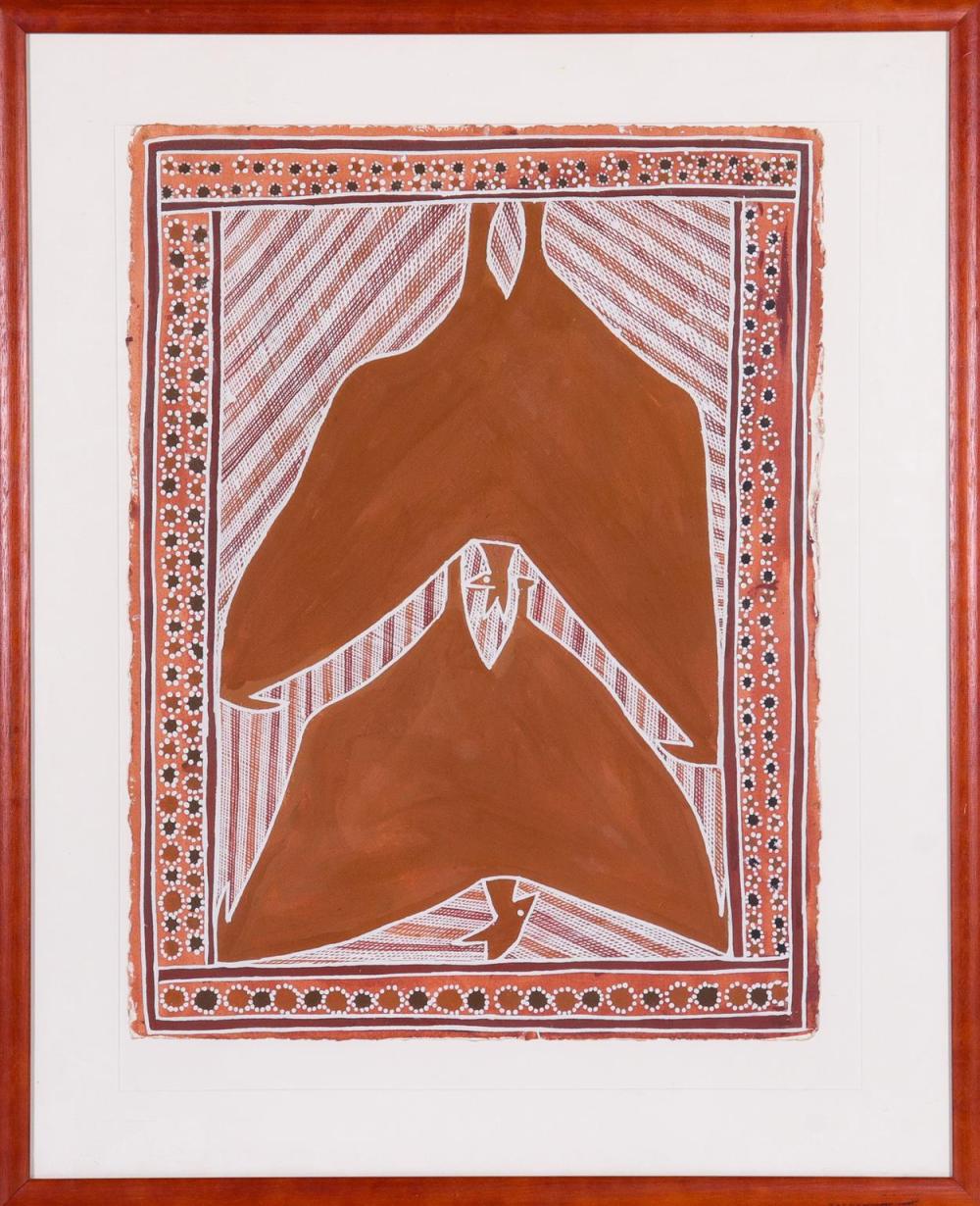Dorothy Djukulul comparable auction result: dorothy djukulul australian b 1942 two flying foxes acrylic on paper documentation on reverse 30 x 23 sheet framed 40 x