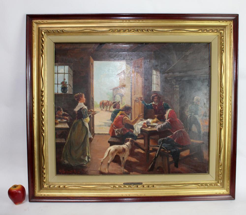 Aldo Affortunati comparable auction result: aldo affortunati oil on canvas tavern scene
