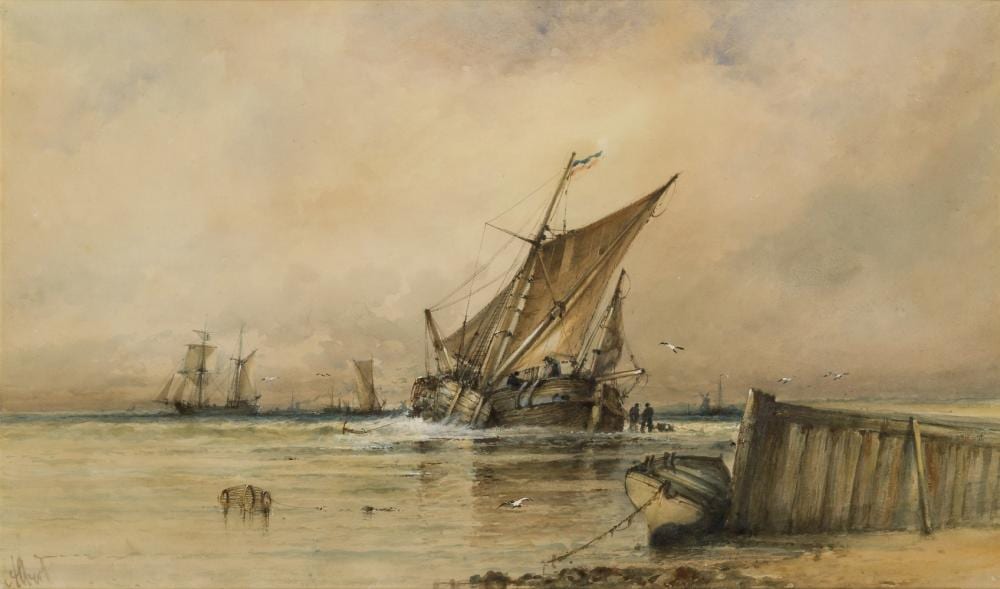 Albert Ernest Markes comparable auction result: albert ernest markes british 1865 1901 a dutch bouyer unloading a catch