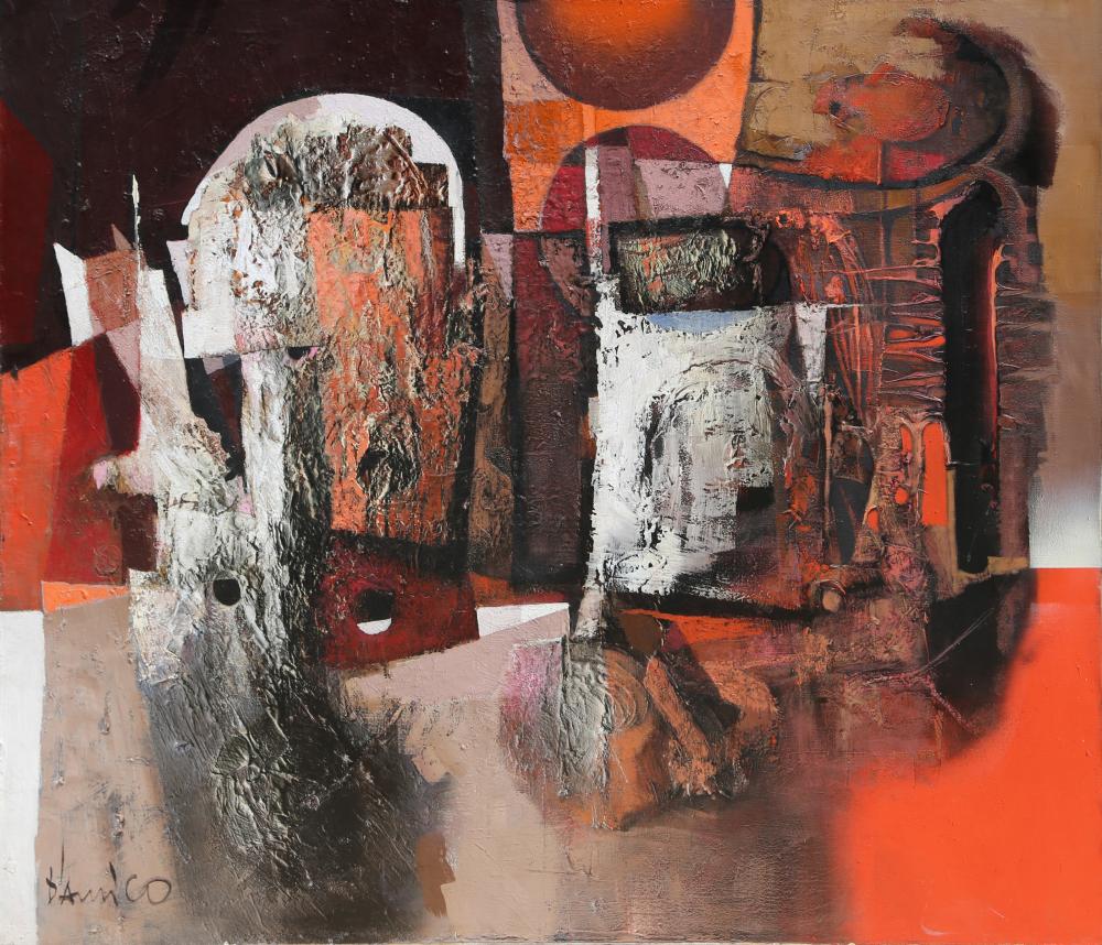 Oskar D'Amico comparable auction result: oskar d amico surreal cityscape at night oil painting