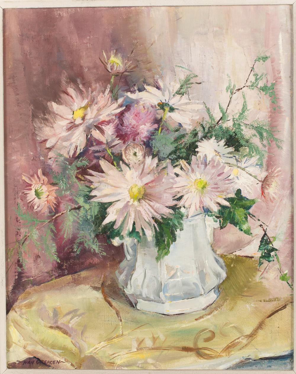 Nan Greacen comparable auction result: nan greacen vase of flowers oil on canvas