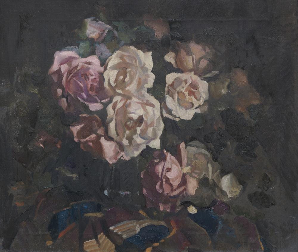 david alison british 1882 1955 a vase of roses · Bonhams · 2021-10-15 David Alison comparable auction result: david alison british 1882 1955 a vase of roses