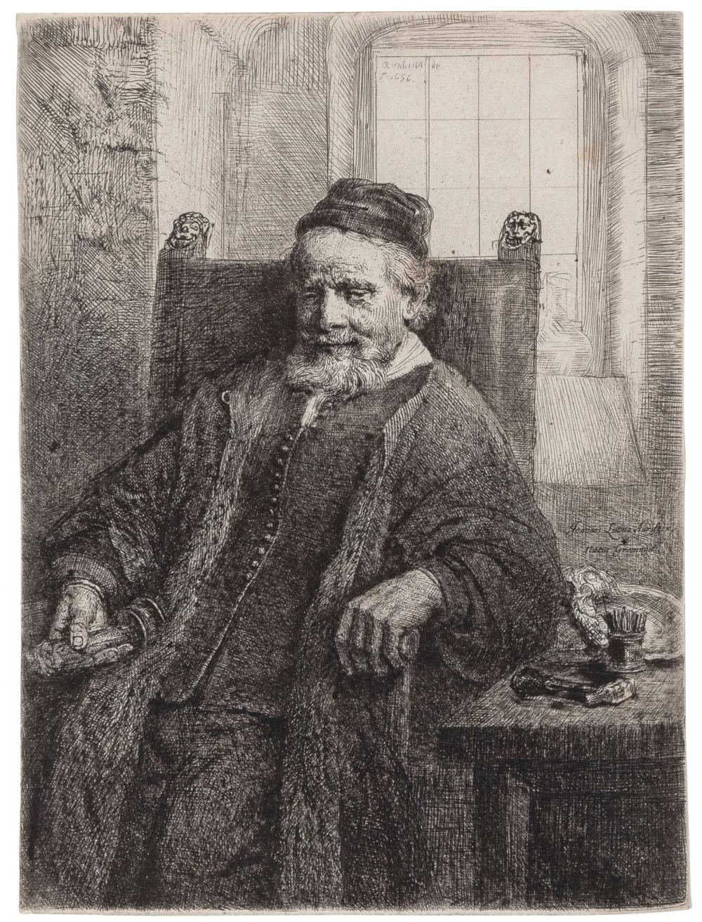Auction comp thumbnail for Rembrandt van Rijn JAN LUTMA, GOLDSMITH (BARTSCH 276; HIND 290; NEW HOLLSTEIN 293) Etching and drypoint (DOYLE Auctioneers & Appraisers, Lot 174)