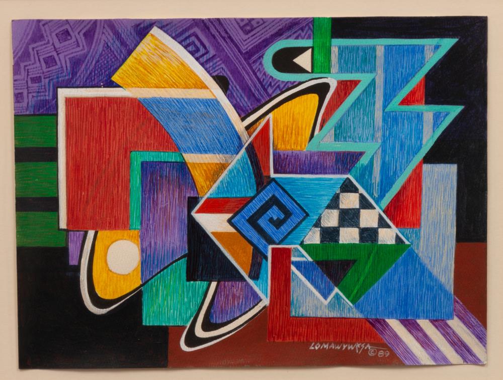 Michael Kabotie comparable auction result: michael kabotie hopi 1942 2009 sikyakti forms 1989