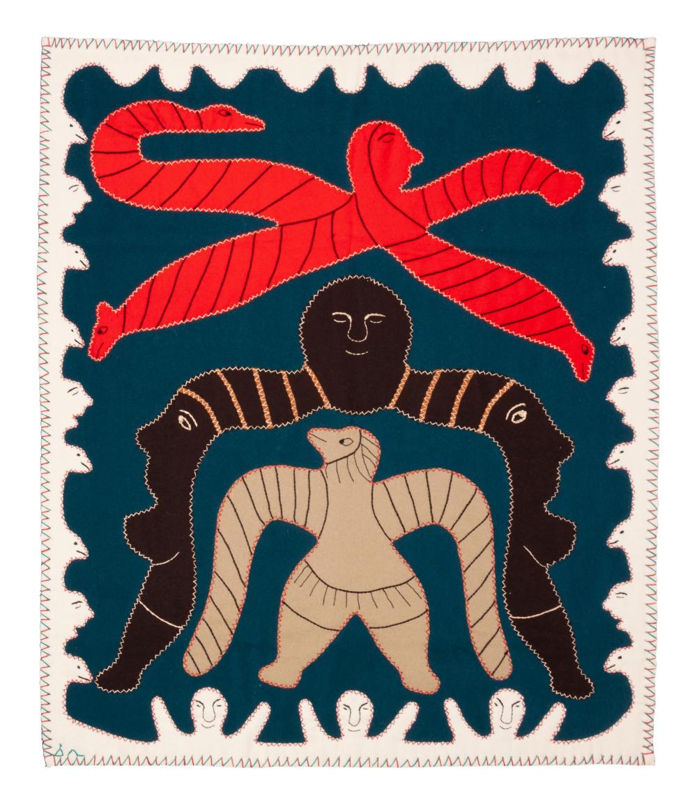 Irene Avaalaqiaq comparable auction result: irene avaalaaqiaq inuit b 1941 wool and felt wall hanging