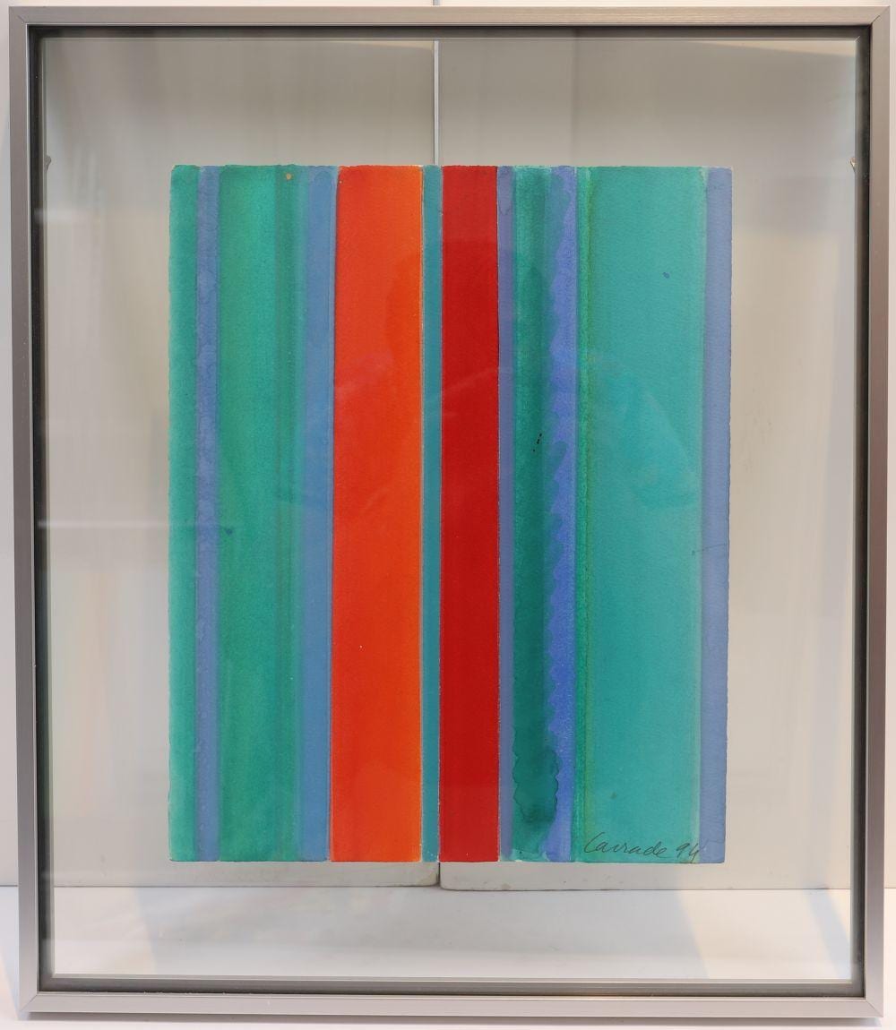 Michel Carrade comparable auction result: michel carrade 1923 2021 composition verte et rouge aquarelle sur papier sign e et dat e 94 en ba