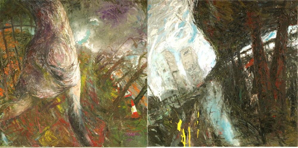 John Keane comparable auction result: john keane born 1954 a pair of modern art oils on canvas