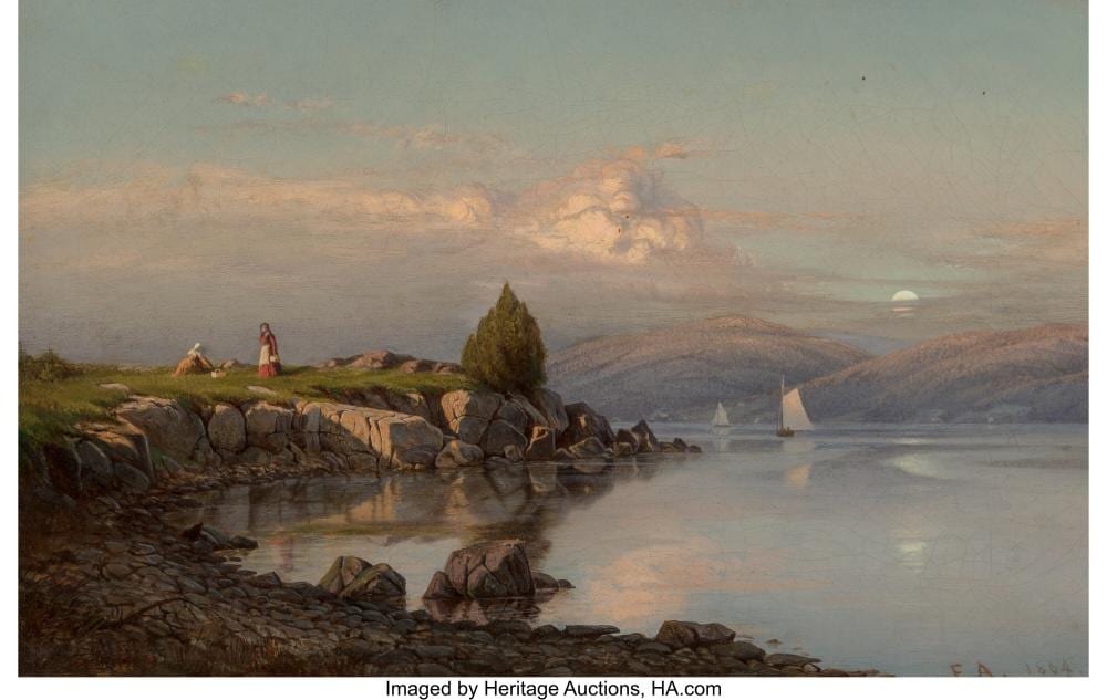 Frank Anderson comparable auction result: frank anderson american 1844 1891 picnic on the hudson 1864 oil on canvas 10