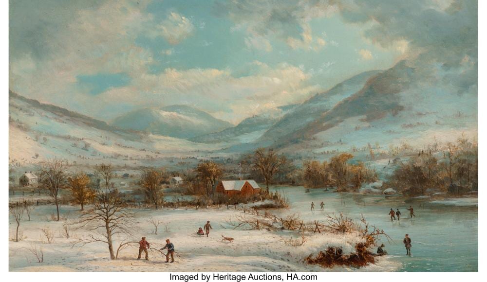 Régis François Gignoux comparable auction result: r gis fran ois gignoux american french 1816 1882 ice skates oil on canvas 12
