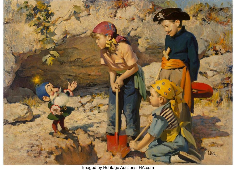 Andrew Loomis comparable auction result: andrew loomis american 1892 1959 treasure hunt oil on canvas 30 x 42 inches
