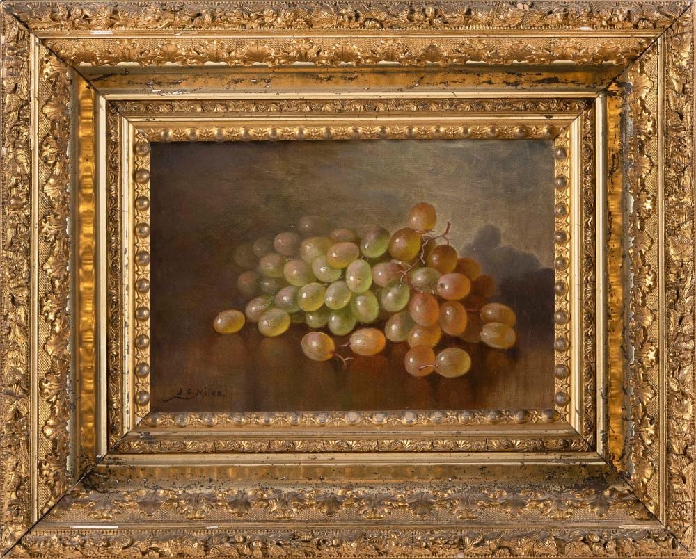 John Christopher Miles comparable auction result: john christopher miles massachusetts canada 1837 1911 still life of grapes oil on canvas 8 x 12 framed 16 x 20