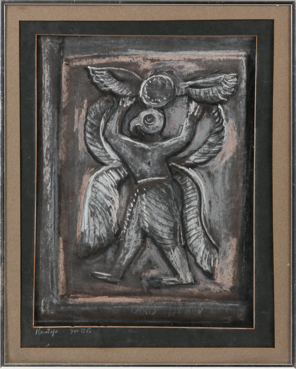 Lucy L'Engle comparable auction result: lucy l engle new york massachusetts 1889 1978 the bird demon hittite mixed media on paper 16 x 12 sight framed 20 x 16
