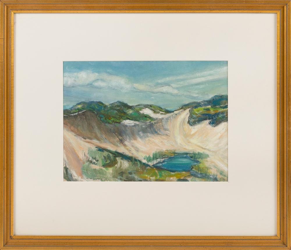 Dorothy Churchill Wyman comparable auction result: dorothy churchill wyman massachusetts texas 1899 1993 pool in the dunes oil on canvas 10 x 13 sight framed 20 x 23