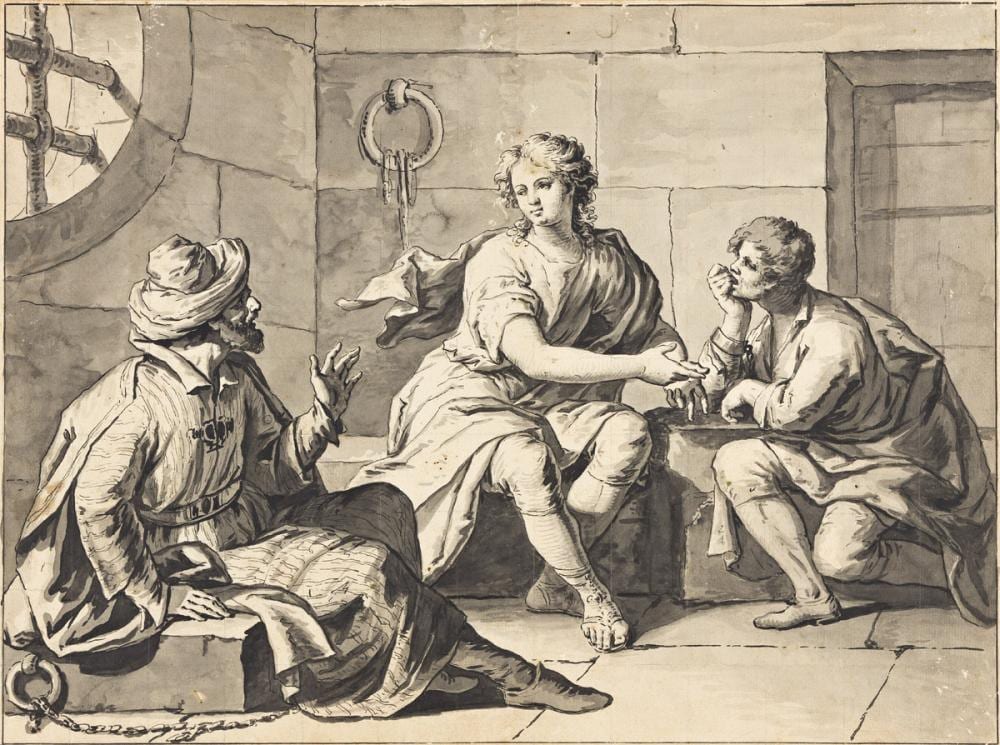 Domenico Maggiotto comparable auction result: domenico maggiotto venice 1713 1794 venice joseph explaining the dreams of his fellow prisoners