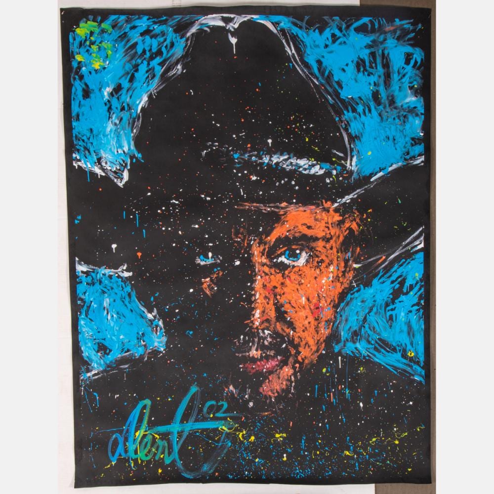 denny dent american 1948 2004 portrait of garth brooks acrylic on paper · Gray's Auctioneers · 2021-10-27 Denny Dent comparable auction result: denny dent american 1948 2004 portrait of garth brooks acrylic on paper