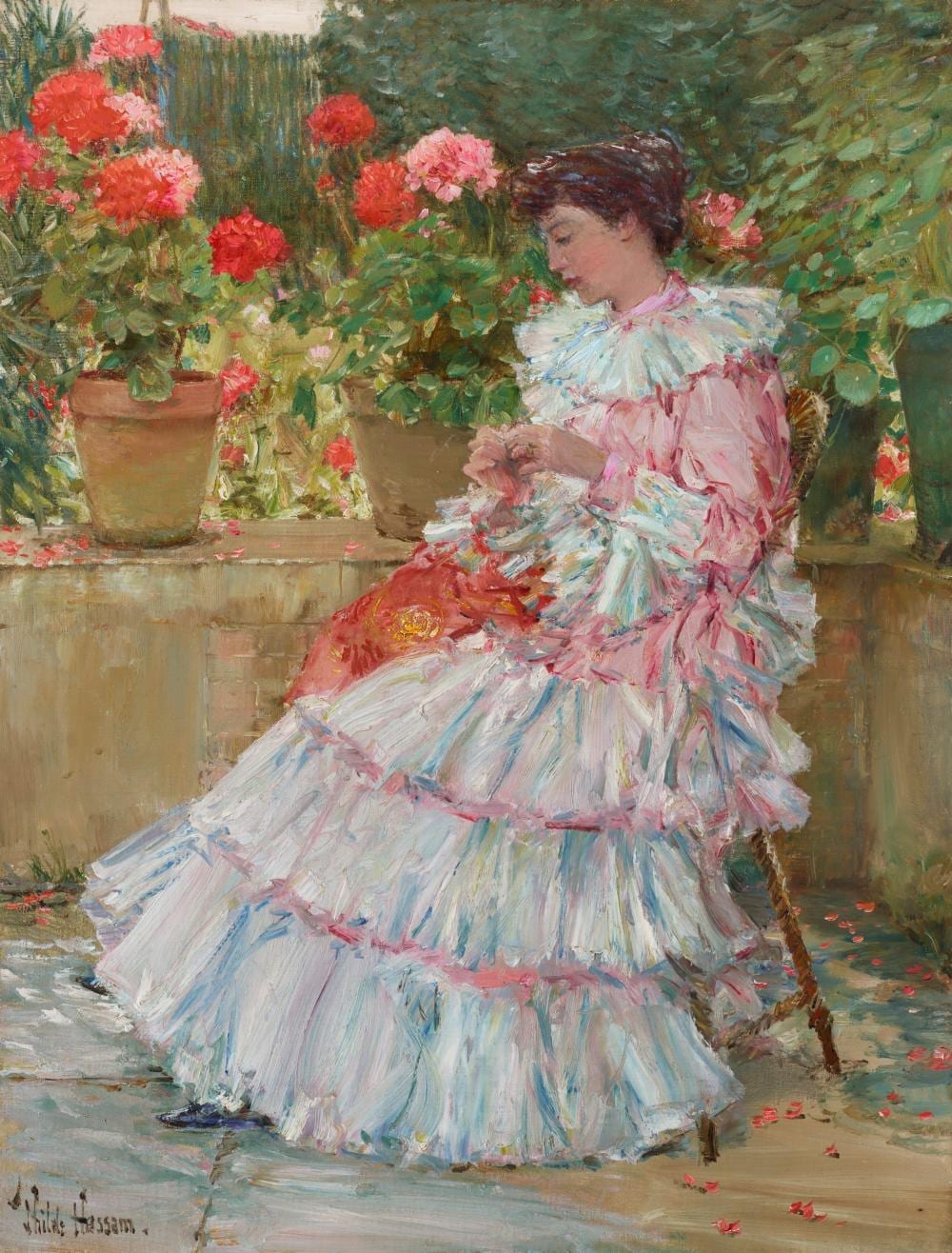 Childe Hassam (1859-1935) - Geraniums comparable sale