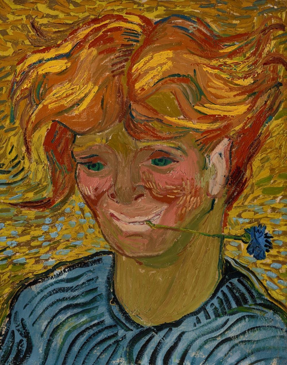 Vincent van Gogh (1853-1890) - Jeune homme au bleuet comparable sale