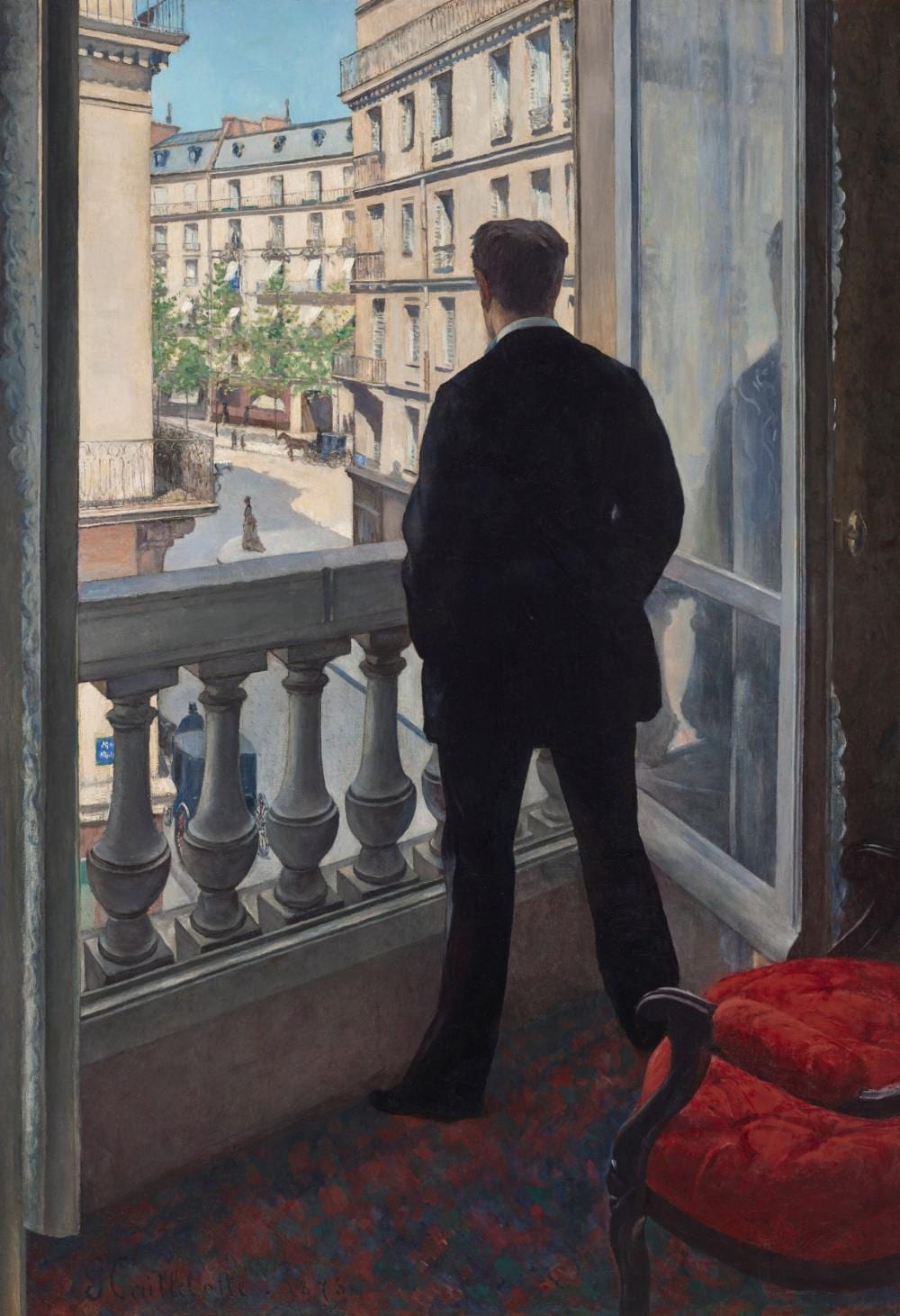 Gustave Caillebotte (1848-1894) - Jeune homme à sa fenêtre comparable sale