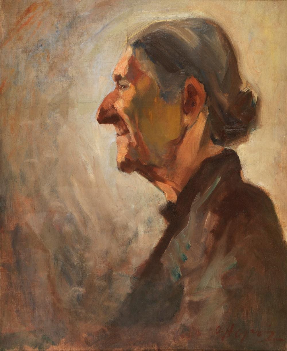 Oumbertos Argyros comparable auction result: oumbertos argyros portrait of an aged woman