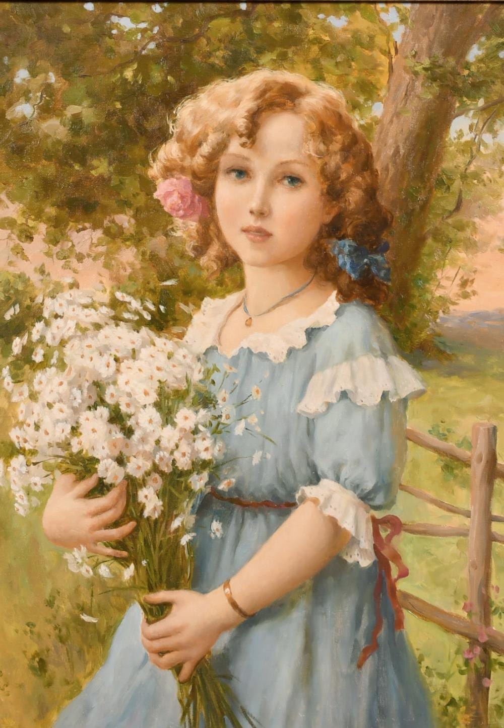 Vladislav Nagornov comparable auction result: vladislav nagornov b 1974 russian a girl with a bouquet oil on canvas signed 13 x 18