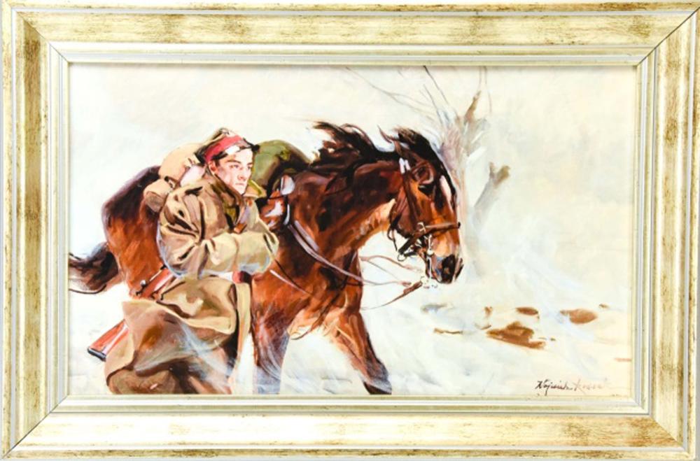 wojciech kossak print on board of solider w horse · Greenwich Auction · 2021-10-28 Wojciech Kossak comparable auction result: wojciech kossak print on board of solider w horse