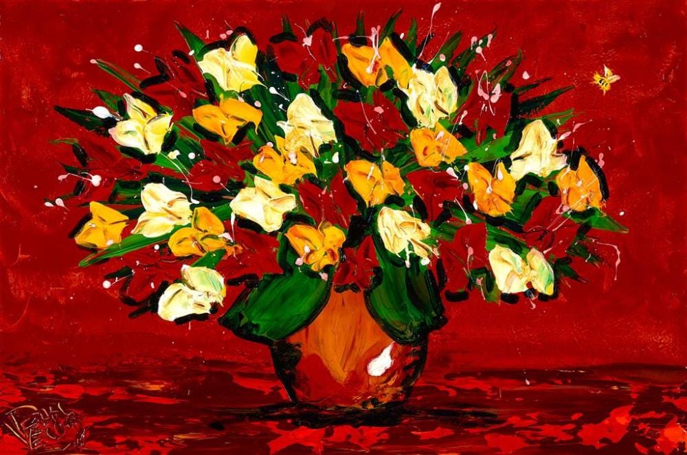 Dean Vella comparable auction result: dean vella 1958 flowers bee oil and acrylic on canvas 59 5 x 89 5 cm frame 90 x 121 x 6 cm signed lower left