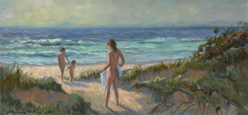 Julian Richard Ashton comparable auction result: julian richard ashton 1913 2001 the bathers 1984 oil on canvas laid on board 20 5 x 44 5 cm frame 35 x 59 x 3 cm signed and
