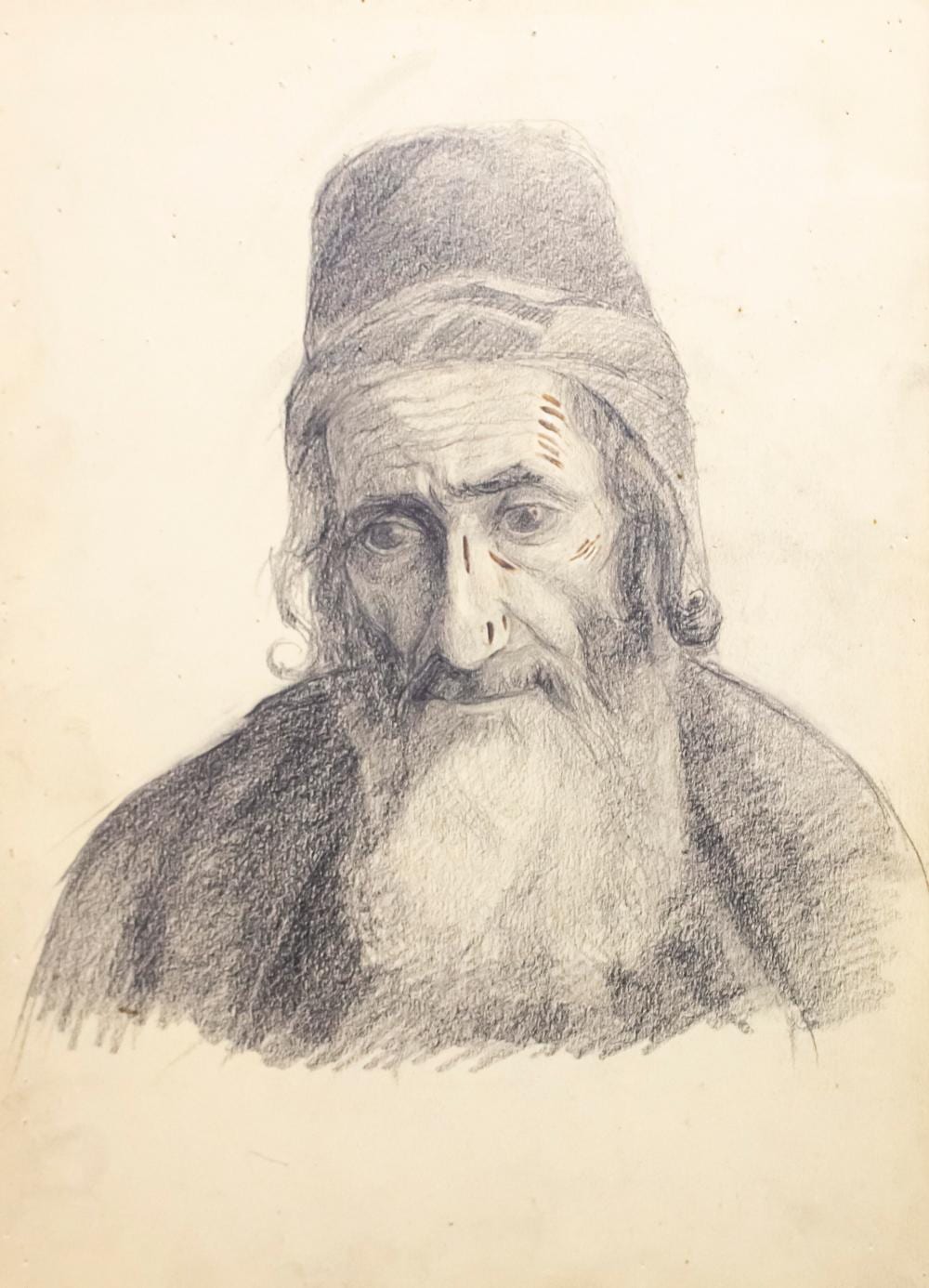 Shmuel Ben David comparable auction result: shmuel ben david 1884 1927 bezalel old jew pencil on paper