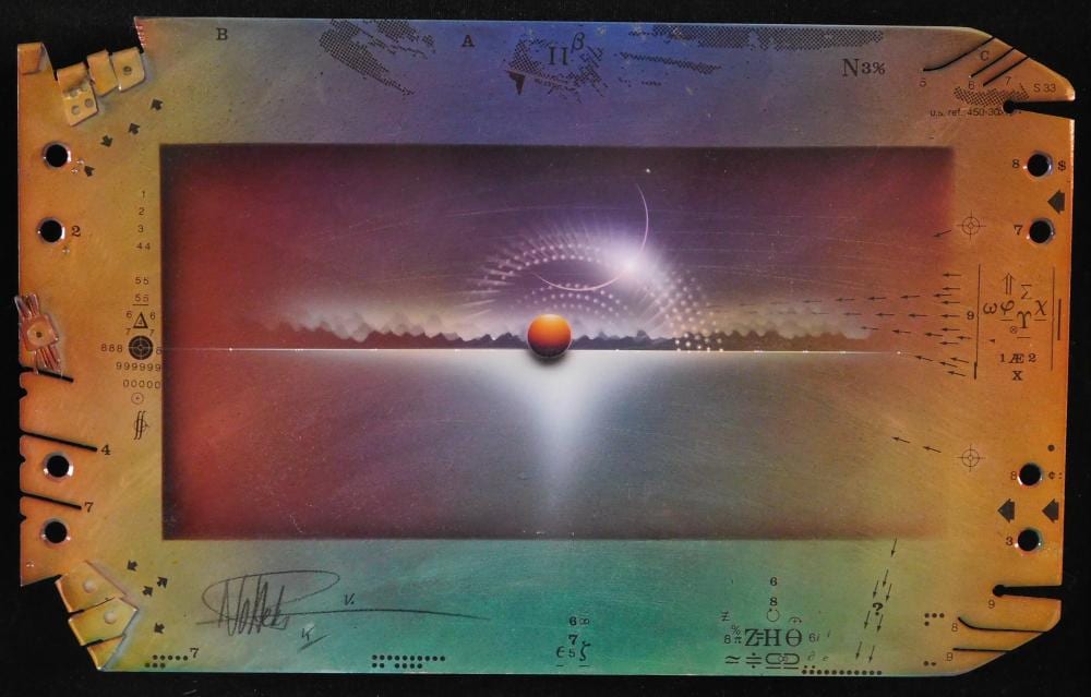Andreas Nottebohm comparable auction result: andreas nottebohm gemany b 1944 moderne komposition pressed and engraved metal with photo lithograph gravure c 1975 signe