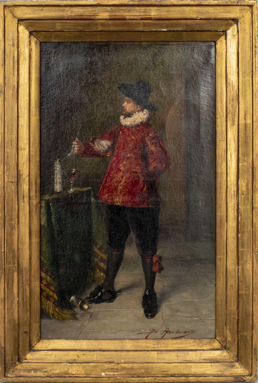 Alex de (1871) Andreis comparable auction result: alex de andreis cavalier smoking a pipe oil