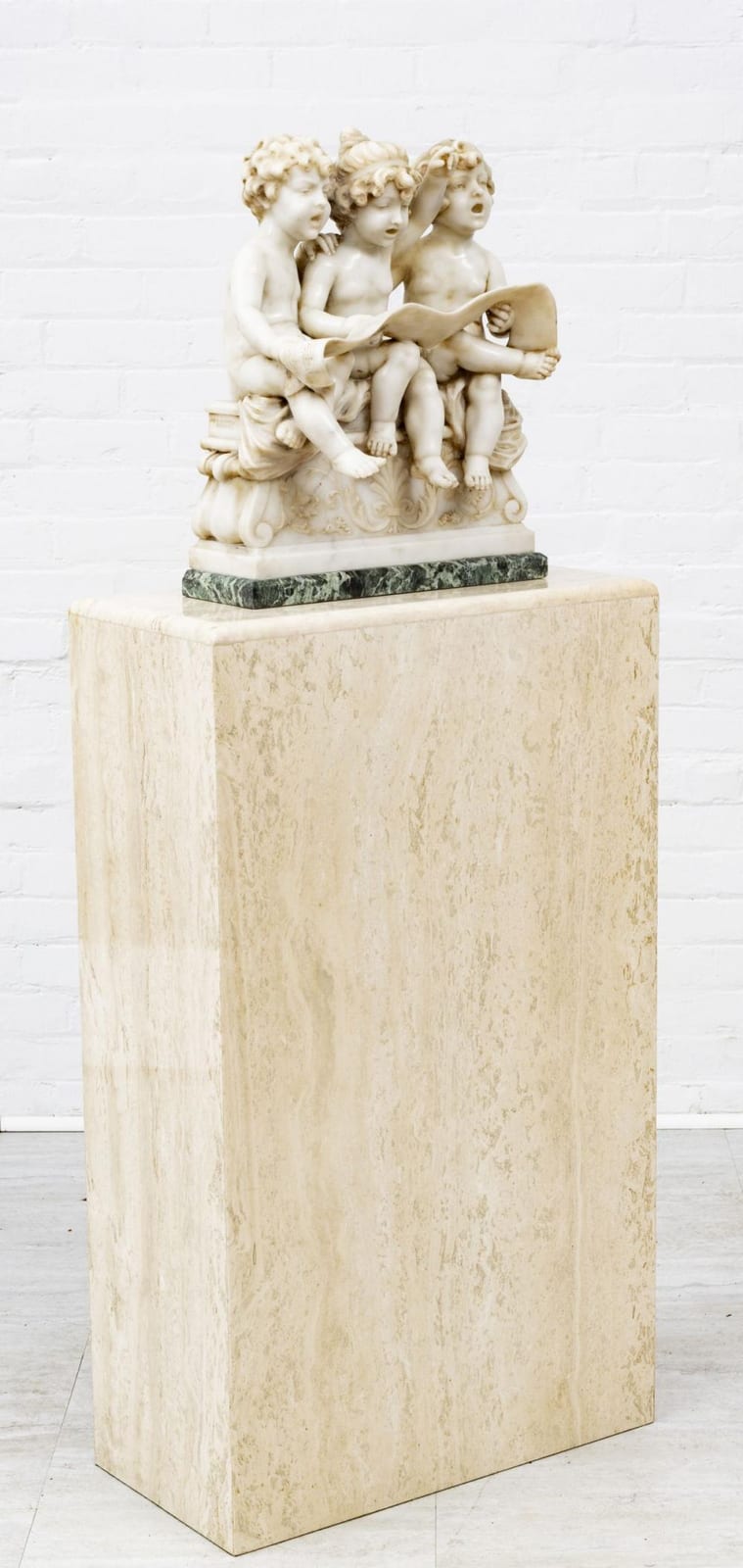 Orazio Andreoni comparable auction result: orazio andreoni italian florence 19th c carrara marble sculpture pedestal 19th c h 19 w 15 cherubs singing from song book