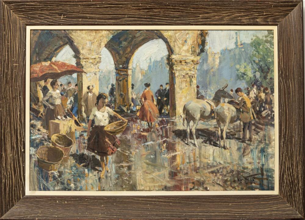 Fritz Klaiberg comparable auction result: fritz klaiberg german 1921 1988 oil on canvas h 24 w 36 a roman market