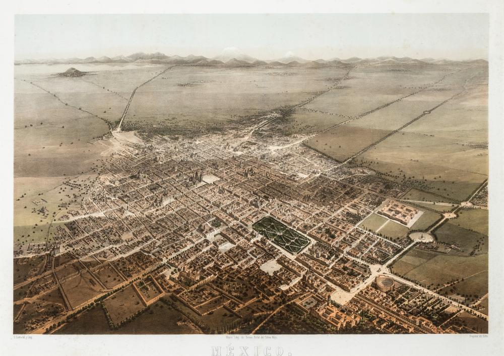 Casimiro Castro comparable auction result: casimiro castro la ciudad de m xico tomada en globo ca 1855 1857