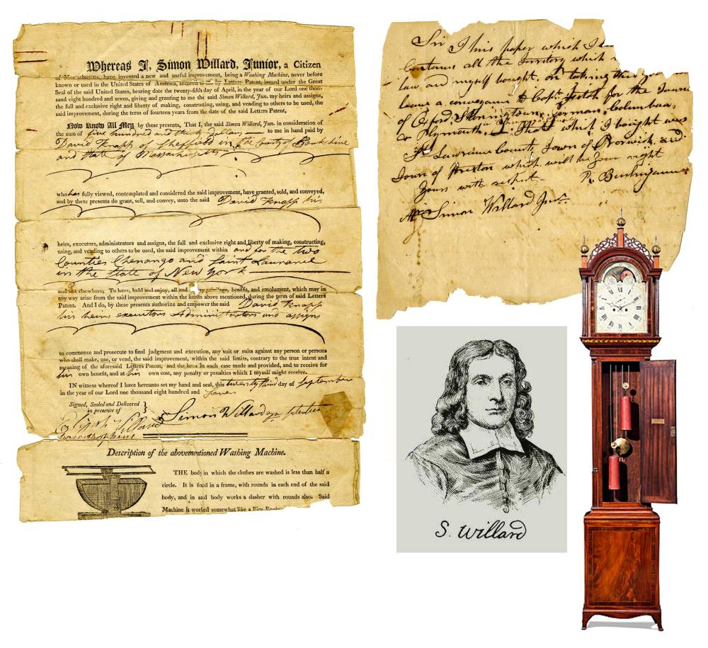 Simon Willard Archive, Celebrated Clockmaker, Includes Early Patent for Washing Machine sold by University Archives, lot 391 — auction record photograph