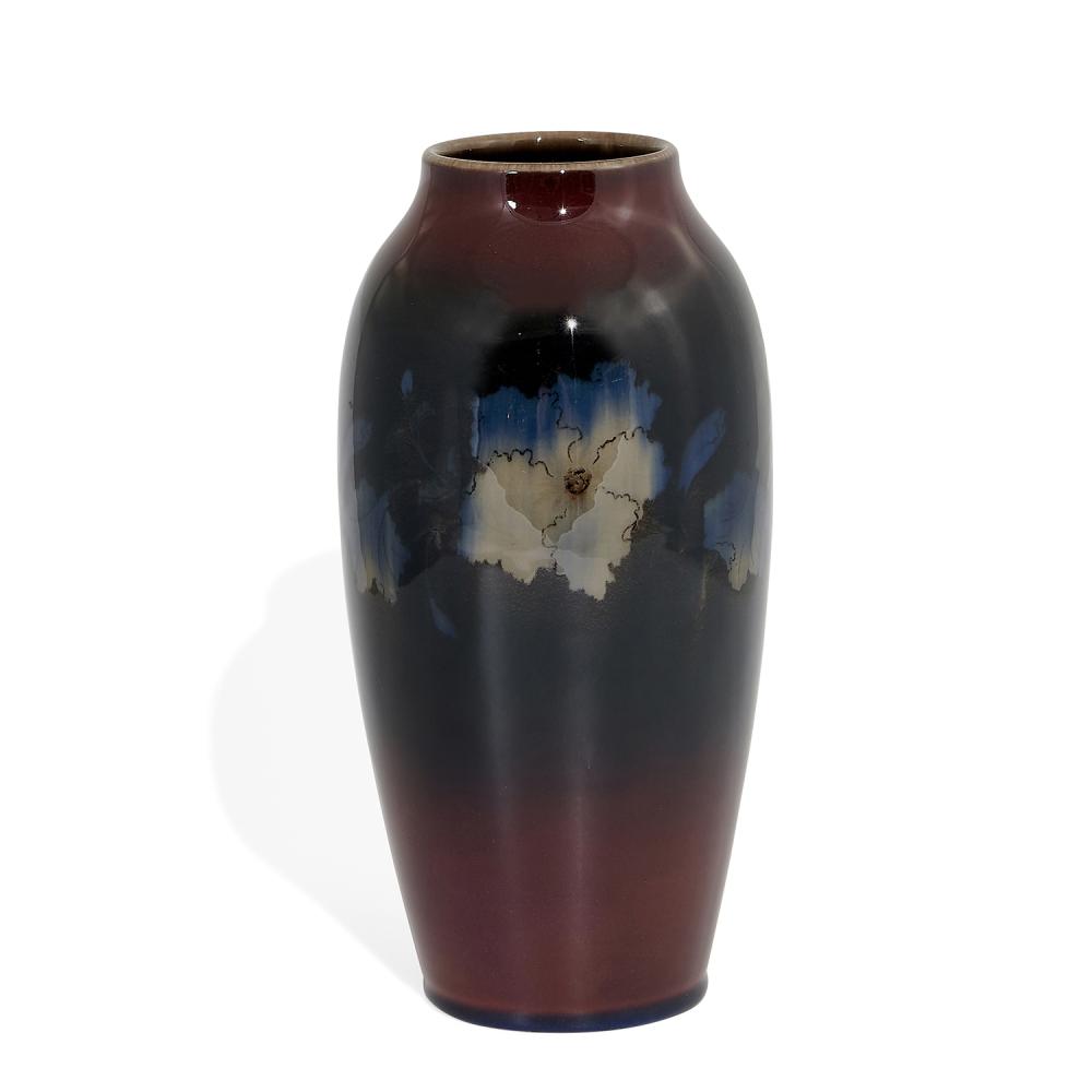 Harriet E. Wilcox comparable auction result: harriet e wilcox 1869 1943 for rookwood pottery porcelain black opal glaze vase with large white flowers for decoration shape nu