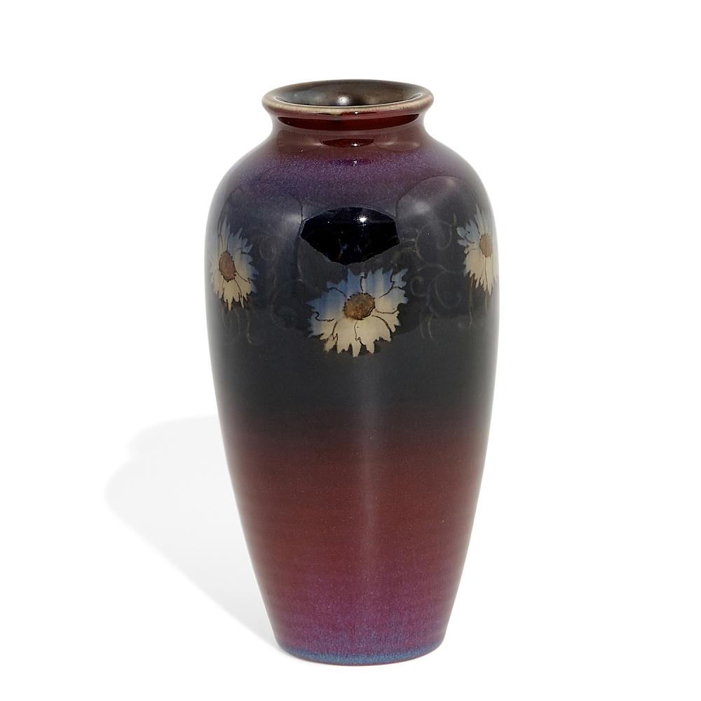 Harriet E. Wilcox comparable auction result: harriet e wilcox 1869 1943 for rookwood pottery porcelain black opal glaze vase with white cosmos decoration shape number 614f 3