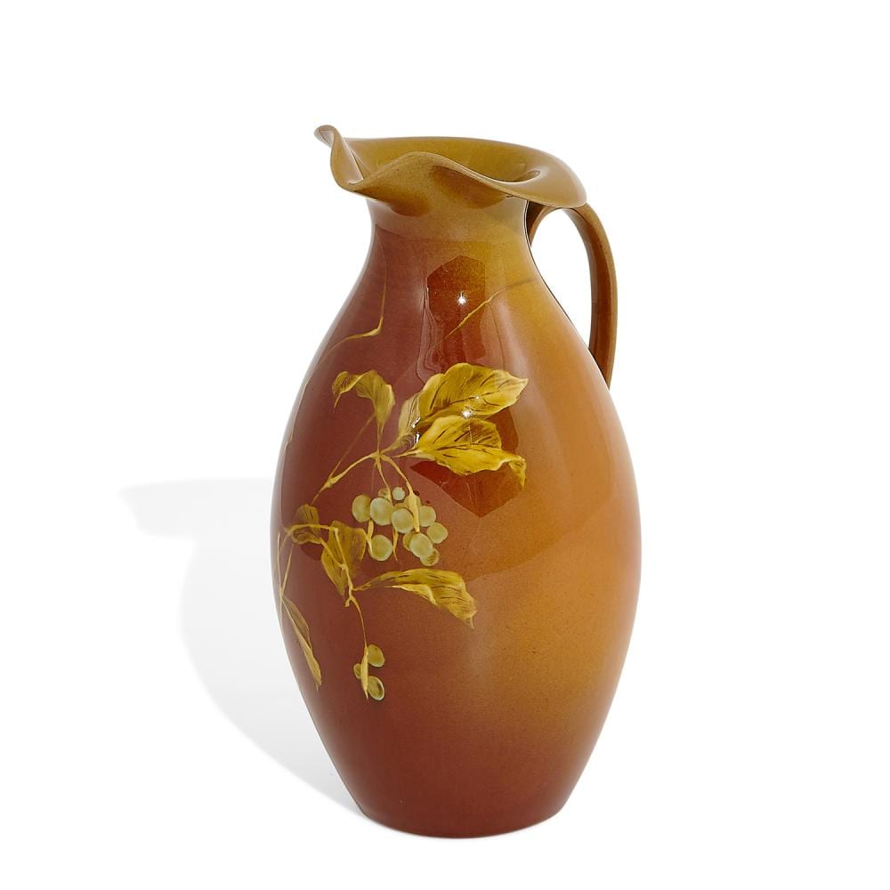 Harriet E. Wilcox comparable auction result: harriet e wilcox 1869 1943 for rookwood pottery earthenware light standard glaze ewer with woodbine decoration shape number 443