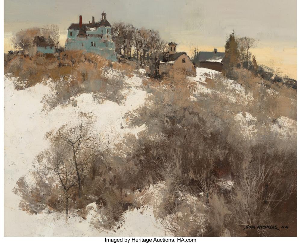 Thomas Andrew Nicholas comparable auction result: thomas andrew nicholas american b 1934 gloucester hilltop oil on canvas 16 x