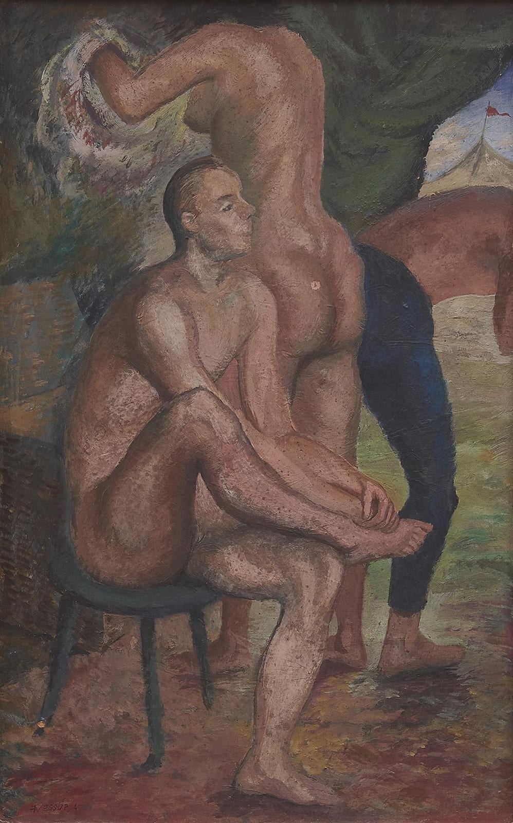 Frederick Arthur Jessup comparable auction result: frederick arthur jessup 1920 2007 circus performers before the matinee 1947