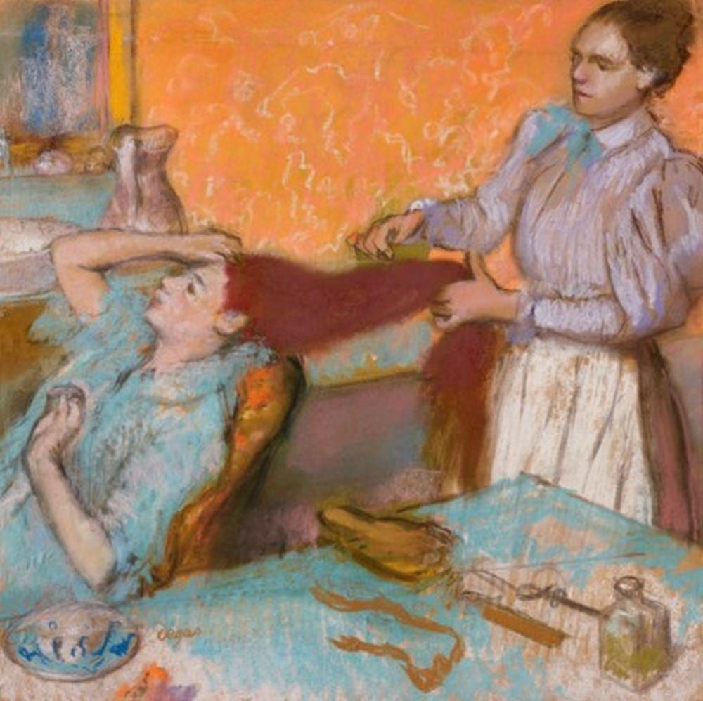 Edgar Degas (1834-1917) La Coiffure (La Toilette) pastel on joined tracing comparable sale