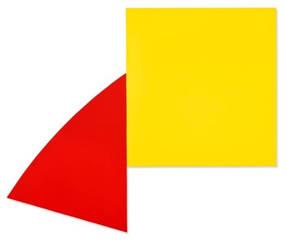 Ellsworth Kelly (1923-2015) Yellow Panel with Red Curve oil on two joined s comparable sale