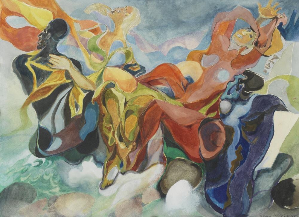 Margot Veillon comparable auction result: margo veillon swiss born 1907 colourful forms i