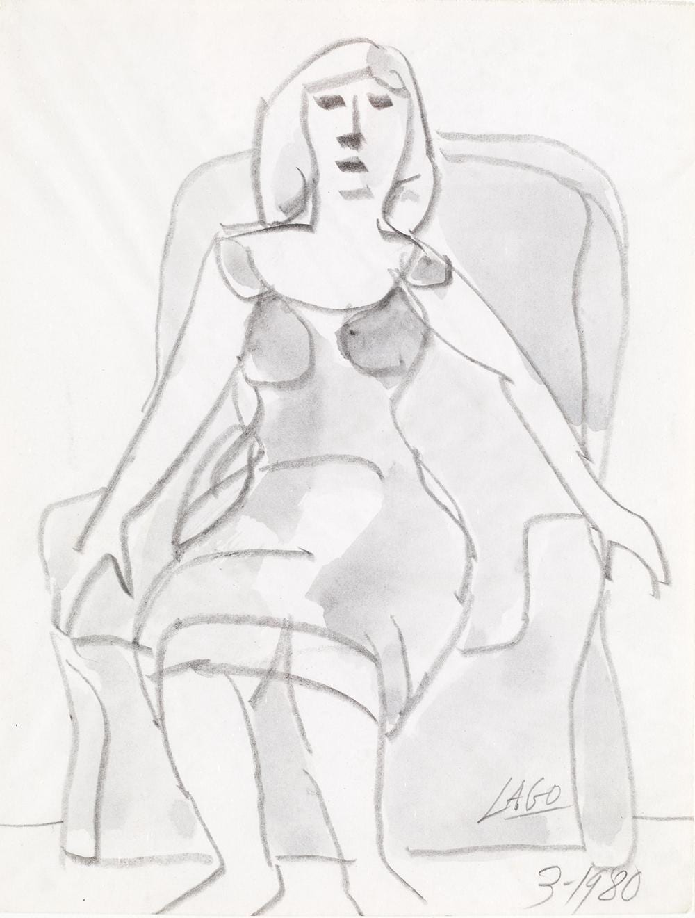 Antonio Lago Rivera comparable auction result: antonio lago rivera 1916 1990 sitting woman 1980