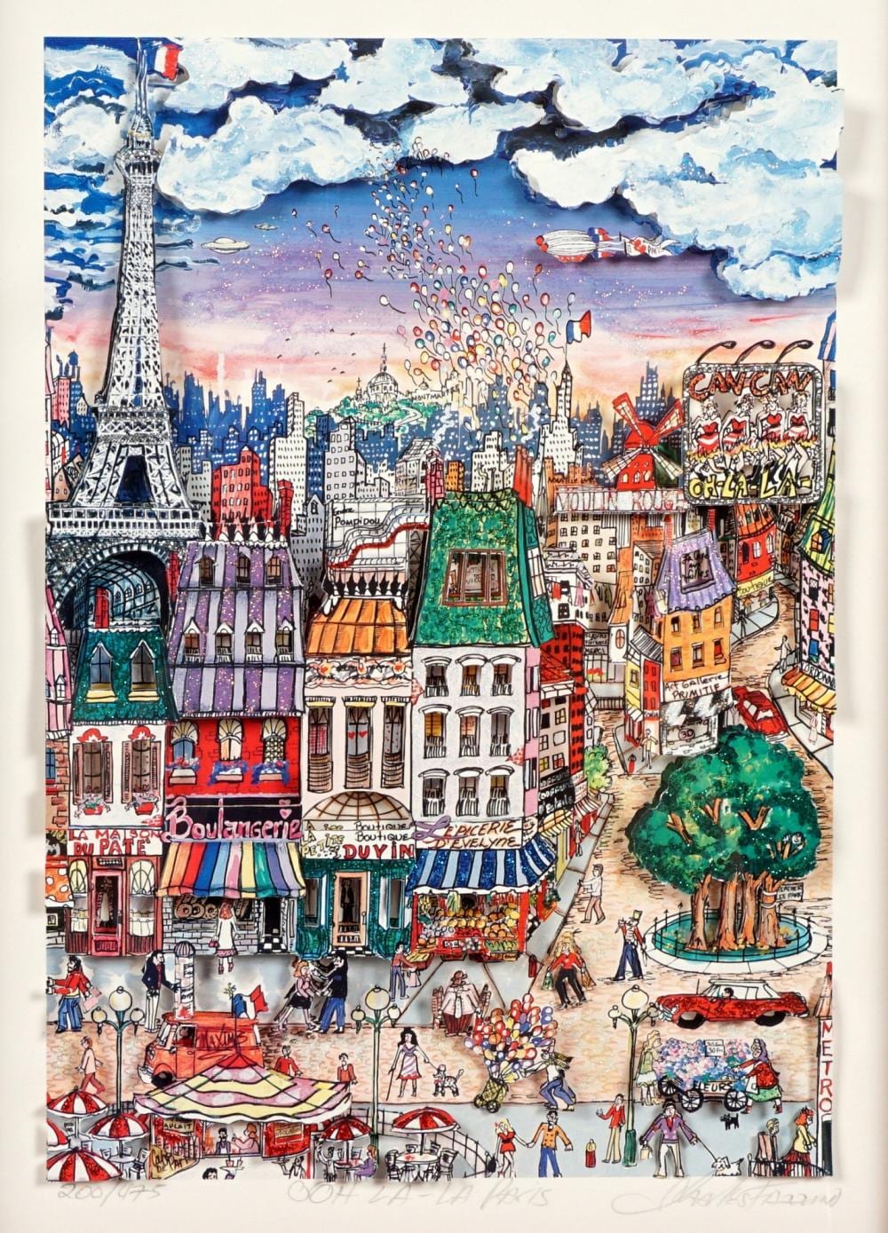 Charles Fazzino Ooh-La-La Paris 3D Lithograph sold by Amero Auctions, lot 249 — auction record photograph