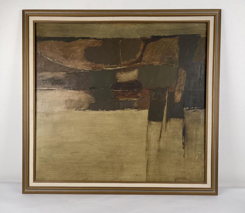 JOHN WRIGHT OIL ON BOARD PAINTING ABSTRACT sold by Davis Brothers Auction, lot 1030 — auction record photograph