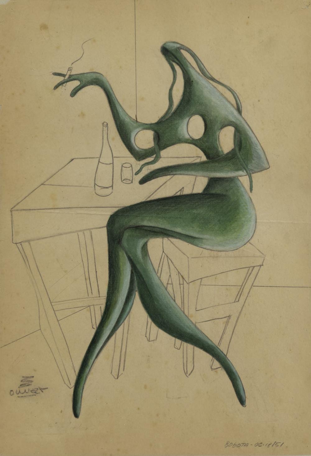 Omar Rayo (1928-2010) S/T,1951 Técnica mixta sobre papel Medidas: 38 x 25 cm comparable sale
