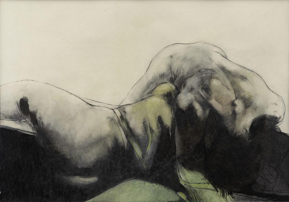 Luis Caballero (1943-1995) Desnudo, 1987 Lápiz sobre papel Medidas: 51.5 x 73 cm comparable sale