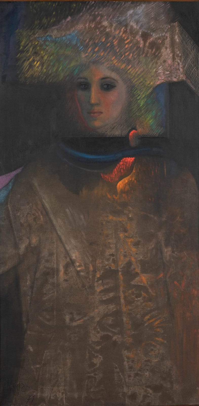 Armando Villegas (1926-2013) Arlequin, 1971 Óleo sobre lienzo Medidas: 99 x 49 cm comparable sale