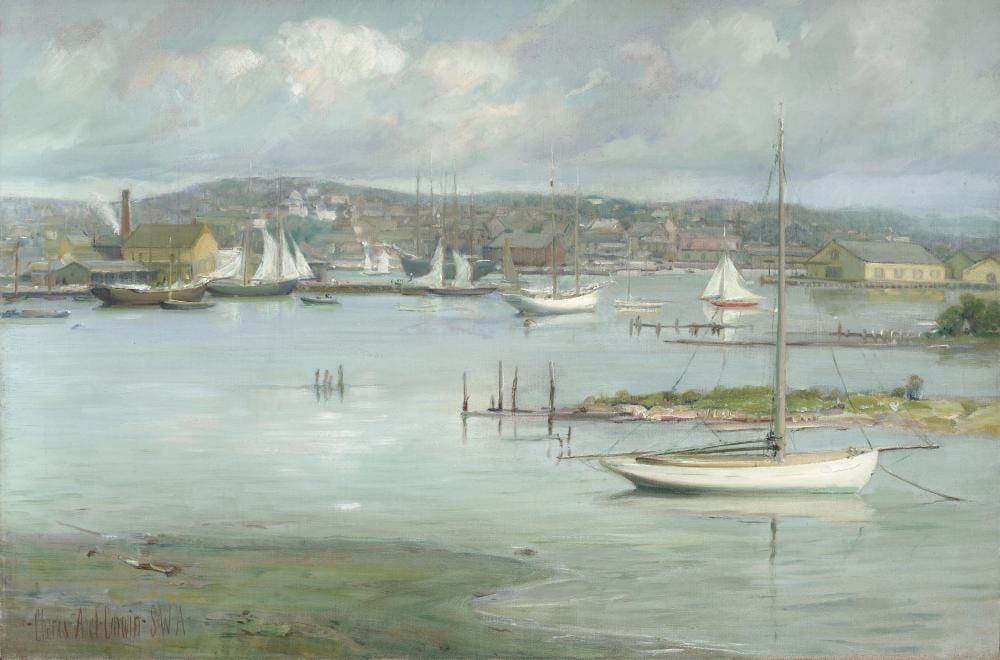 Charles Abel Corwin comparable auction result: charles abel corwin 1857 1938 inner harbor gloucester 24 1 8 x 36 1 8 in 61 3 x 91 8 cm